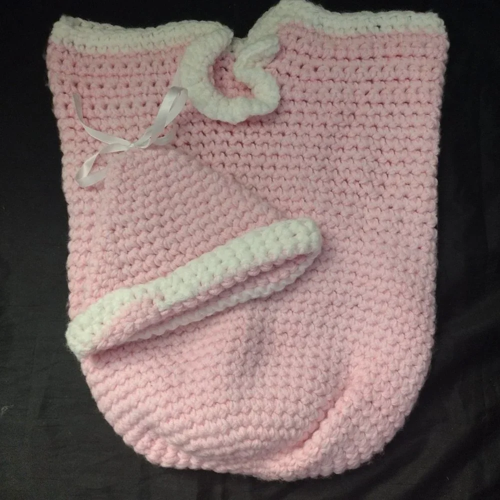 Baby Cocoon Set Newborn baby cocoon and hat set, baby shower, crochet NEW